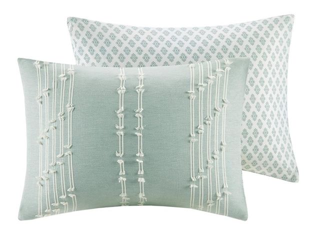 Olliix by INK+IVY Kara Aqua Full/Queen Cotton Jacquard Comforter Set-1