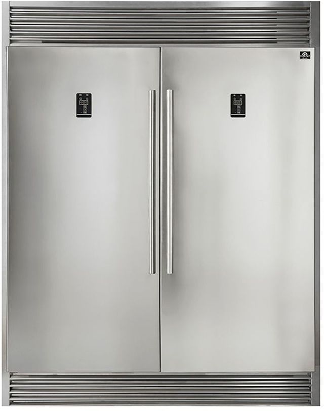 FORNO® Alta Qualita 61 in. 27.6 Cu. Ft. Stainless Steel Built In Side-by-Side Refrigerator-0
