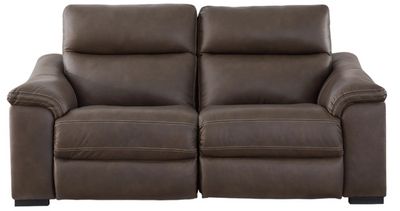 front view of the Signature Design by Ashley® Salvatore 2-Piece Chocolate Power Reclining Loveseat