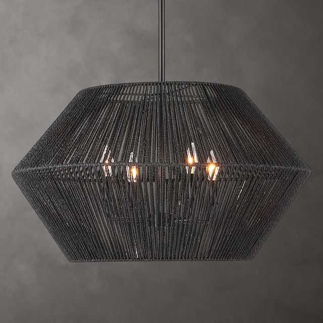 Uttermost® Suva Matte Black 4-Light Rope Pendant-1