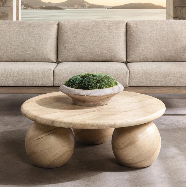 Classic Home Elaria Beige Concrete Outdoor Coffee Table-1