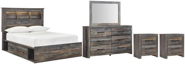 Signature Design by Ashley® Drystan 5-Piece Brown Rustic Full Youth Storage Bed Set-0