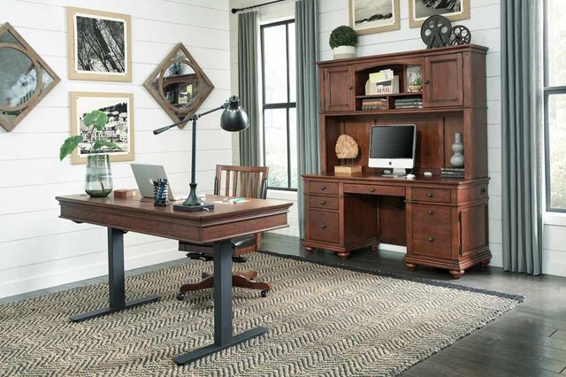 aspenhome® Oxford Whiskey Brown 60" Adjustable Lift Top Desk-1
