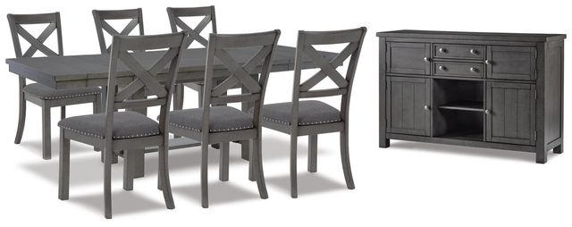 Signature Design by Ashley® Myshanna 8-Piece Gray Dining Room Set-0