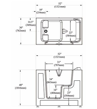American Standard Gelcoat White 30” x 52” Walk-in Tub with Soaker System - Left-Hand Drain-3