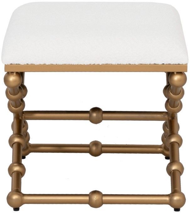 Linon Campaign Cream/Gold Accent Stool-3