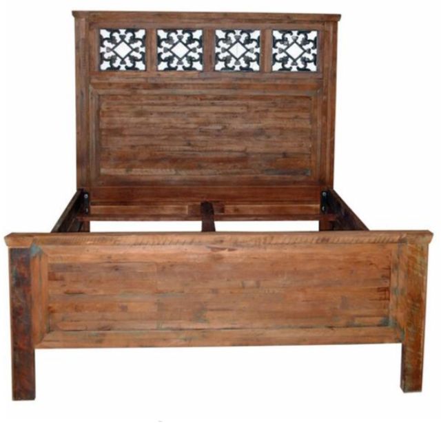 Jaipur Furniture Vintage Brown Queen Panel Bed-0