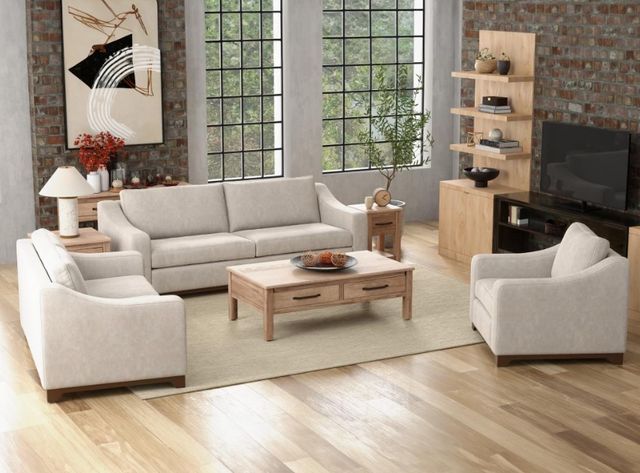 International Furniture Direct Natural Parota Ivory 95" Sofa-1