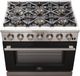 FORNO® Capriasca 36" Stainless Steel Pro Style Gas Range with Black Door-4