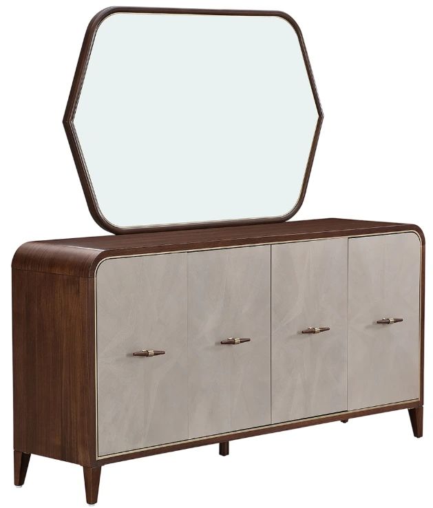 Michael Amini® Houston Gray/Walnut Sideboard and Mirror-0