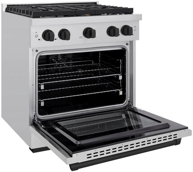 ZLINE Autograph Edition Paramount 30" Stainless Steel Pro Style Dual Fuel Range with Matte Black Accents-3