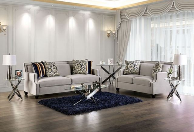 Furniture of America® Montecelio Light Gray Loveseat-1