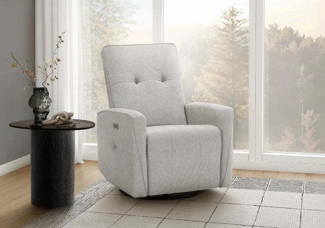 Monarch Specialties Inc. Light Grey Small Upholstered Power Reclining Chair with USB Ports-1