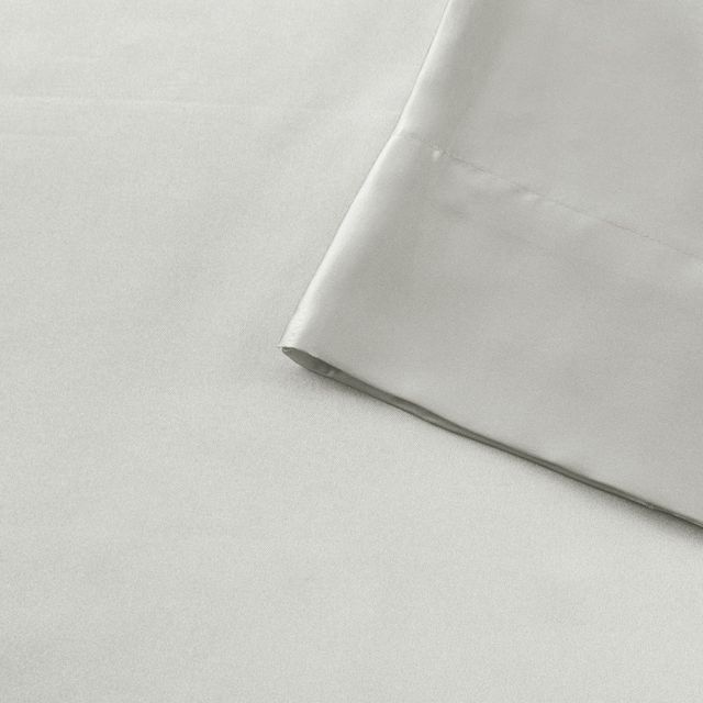Olliix by Madison Park Essentials Satin 6 Pieces Light Grey Queen Wrinkle-Free Luxurious Sheet Set-4