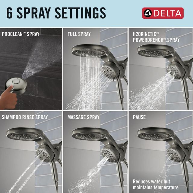 Delta Universal Showering Lumicoat® Black Stainless 6-Setting HydroRain® with ProClean®-3
