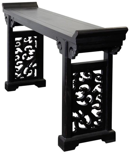 StyleCraft Jiamen Altar Black Console Table-0