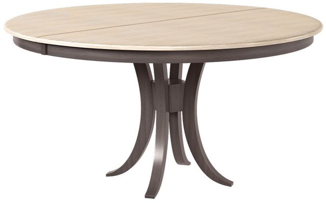 Country View Woodworking Customizable Yuma 42" Hickory Top Dining Table with 2-Leaves and Brown Maple Base-0