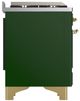 Ilve® Majestic III 60" Emerald Green Pro Style Dual Fuel Liquid Propane Range with Solid Door and Brass Trim-3