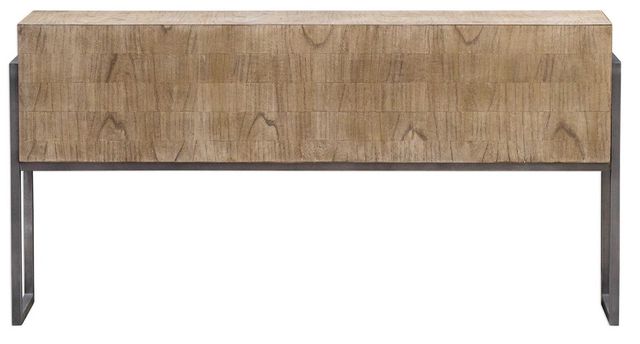Uttermost® Nevis Light Oatmeal Wash Console Table with Aged Iron Frame-3