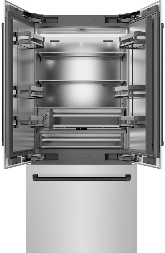 ZLINE Autograph Edition 36" 19.6 Cu. Ft. Stainless Steel Built-In French Door Refrigerator with Matte Black Accents-1