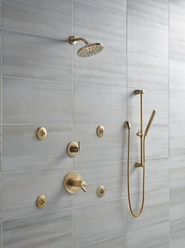 Delta Compel® Champagne Bronze Premium Single-Setting Slide Bar Hand Shower-1