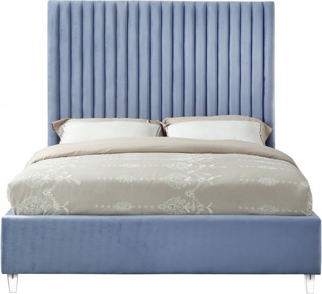 Meridian Furniture Candace Sky Blue Velvet King Bed-1