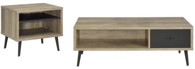 Coaster® Welsh 2-Piece Distressed Pine Occasional Table with Black Base Set-0