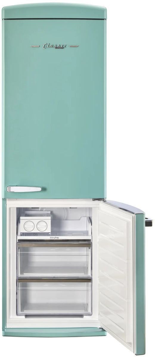 Unique® Appliances Classic Retro 24" 11.7 Cu. Ft. Ocean Mist Turquoise Counter Depth Bottom Freezer Refrigerator-3