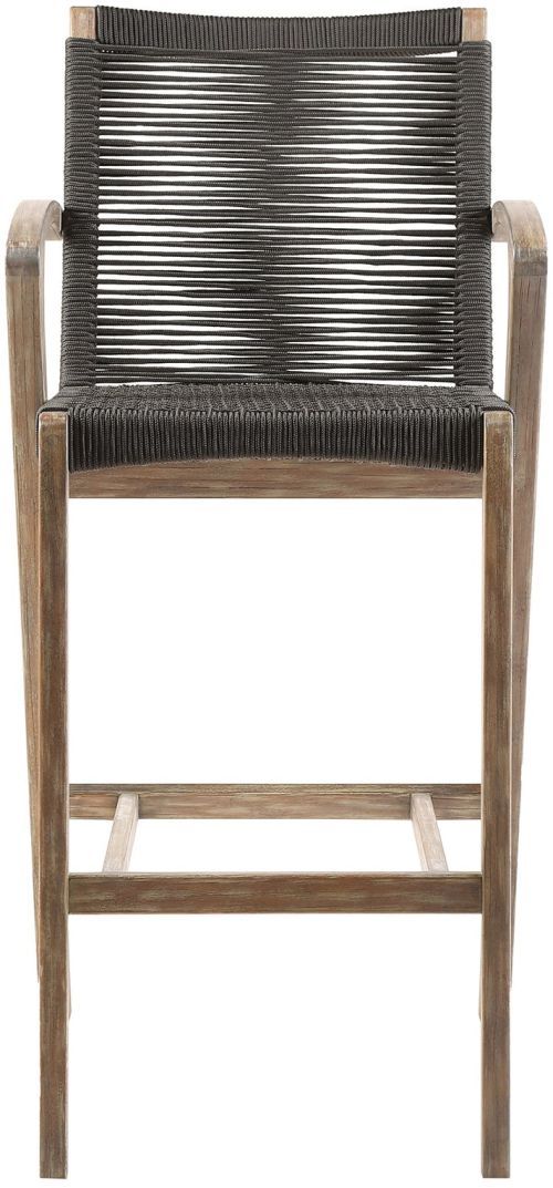 Armen Living Brielle Brown/Charcoal Rope/Wood Outdoor Counter Stool-3