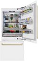 ZLINE Autograph Edition 36" 19.8 Cu. Ft. White Matte Built-In Bottom Freezer Refrigerator with Water Dispenser, Ice Maker and Champagne Bronze Accents-4