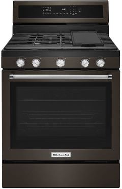 KitchenAid® 30" Black Stainless Steel Freestanding Gas Range