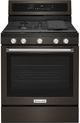 KitchenAid® 30" Black Stainless Steel Freestanding Gas Range-0