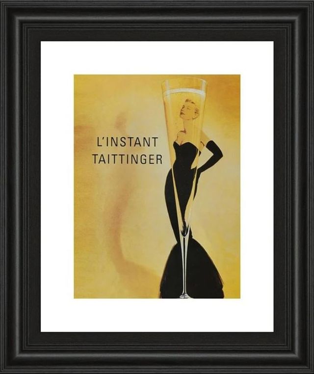 Classy Art Black/Yellow Taittinger Framed Print Wall Art-0