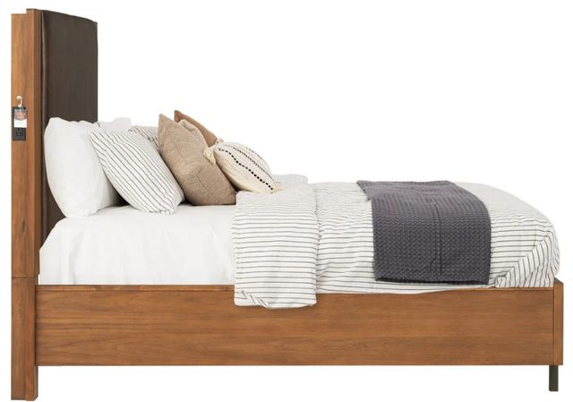Flexsteel® Lincoln Brown/Walnut Queen Upholstered Panel Bed-4
