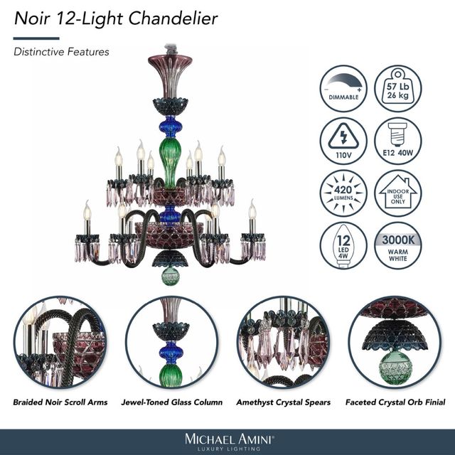 Michael Amini® Noir Black 12-Light Chandelier-3