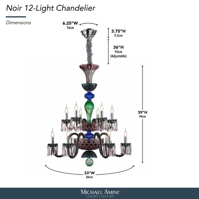 Michael Amini® Noir Black 12-Light Chandelier-2