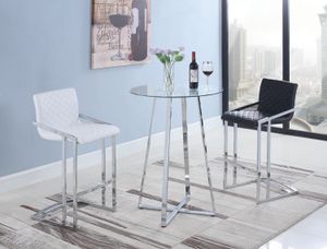 Bistra Glass Top Round Bar Table with Chrome Base Bistra Glass Top Round Bar Table with Chrome Base