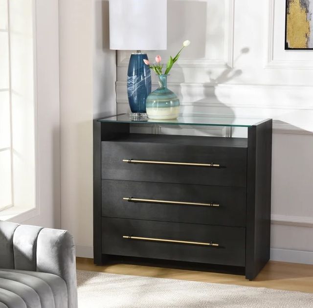 Stylecraft Dann Foley Lifestyle Black Drawer with Gold Glass Top-1