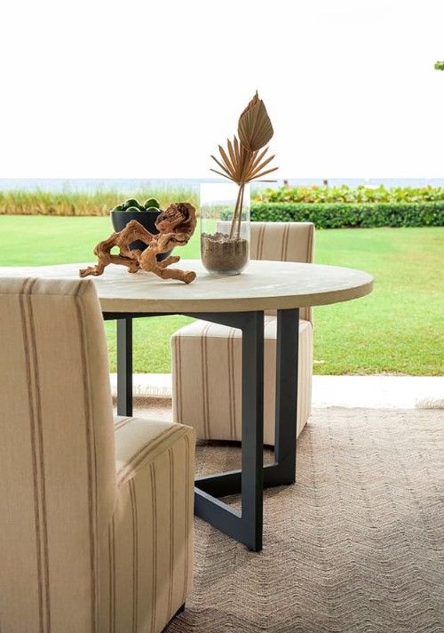 Lane Venture® Foley Round Outdoor Aluminum/Stone Dining Table-2
