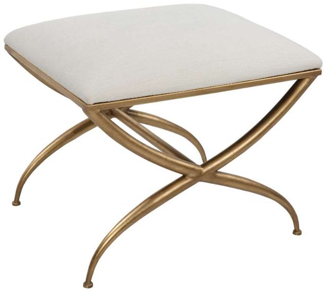 Uttermost® Crossing Gold/White Small Bench-0