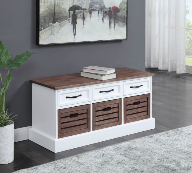 Coaster® Alma Weathered Brown/White Storage Bench-2