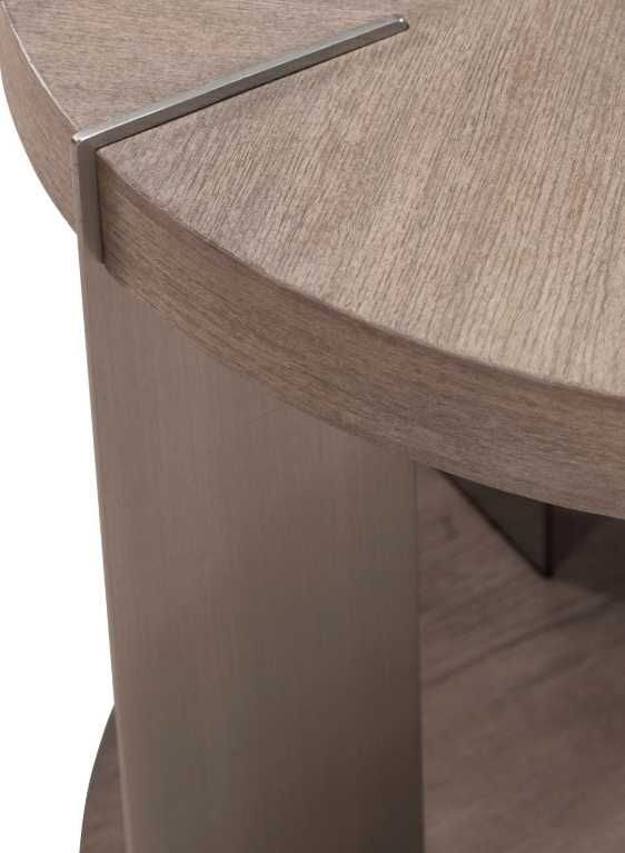 Liberty Furniture Harlow Sandstone Round End Table with Satin Nickel Base-4