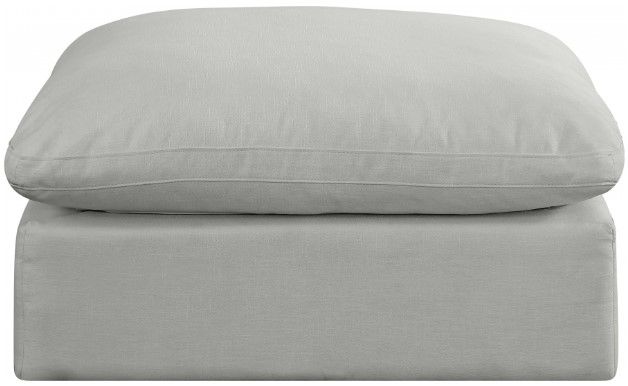 Meridian Furniture Comfy Grey Linen Textured Ottoman-1
