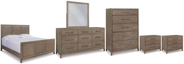 Signature Design by Ashley® Chrestner 6-Piece Gray King Panel Bed Set-0
