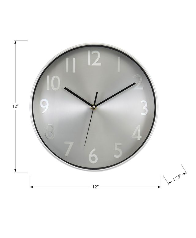 Monarch Specialties Inc. Silver 12" Wall Clock with White Numbers-2