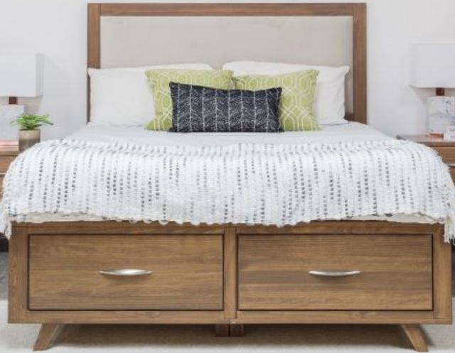 Mako Wood Furniture Brandon Beige/Brown King Upholstered Storage Panel Bed-0