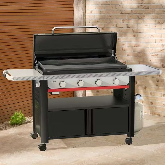Weber® Slate® 36" 4-Burner Black Rust-Resistant Outdoor Freestanding Natural Gas Griddle with Closed Cabinet-2