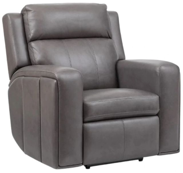 Flexsteel® Wyatt Gunmetal Gray Leather Power Recliner with Power Headrest and Lumbar-0