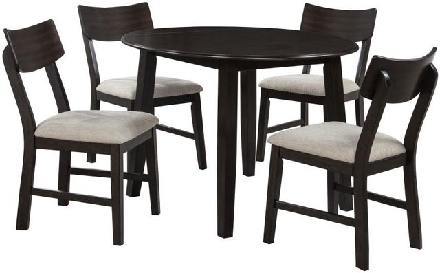 Coaster® Catley 5-Piece Dark Coffee/Ivory Round Drop Leaf Dining Table Set-0