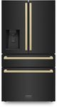 ZLINE Autograph Edition 36" 21.6 Cu. Ft. Fingerprint Resistant Black Stainless Steel Counter Depth French Door Refrigerator with Champagne Bronze Modern Handles-0